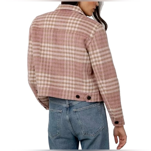 Rails Steffi Plaid Jacket Size Large Mauve Ivory Wool Blend - Picture 2 of 6